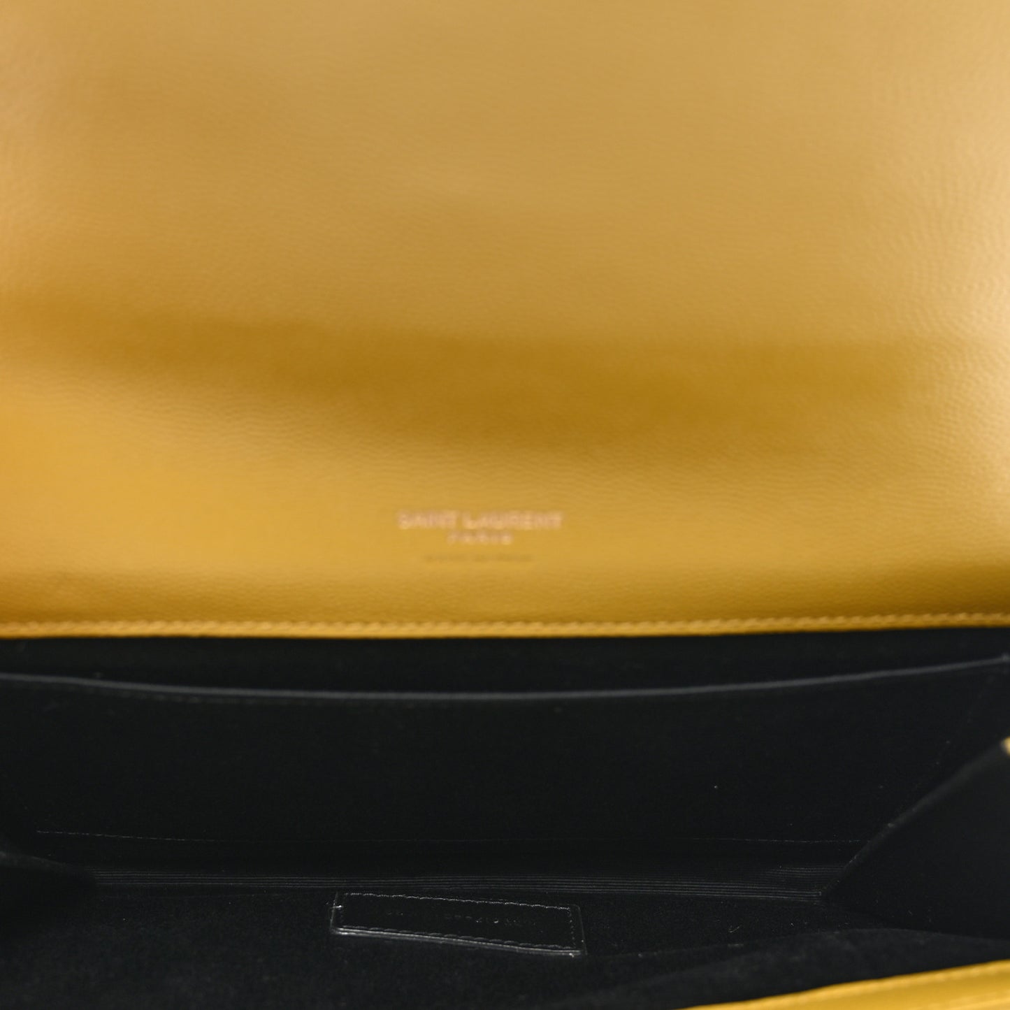 Grain De Poudre Matelasse Chevron Monogram Envelope Clutch Mustard