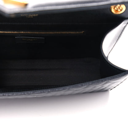 Saint Laurent Grain De Poudre Textured Mixed Matelasse Large Triquilt Monogram Satchel Black 10 of 12