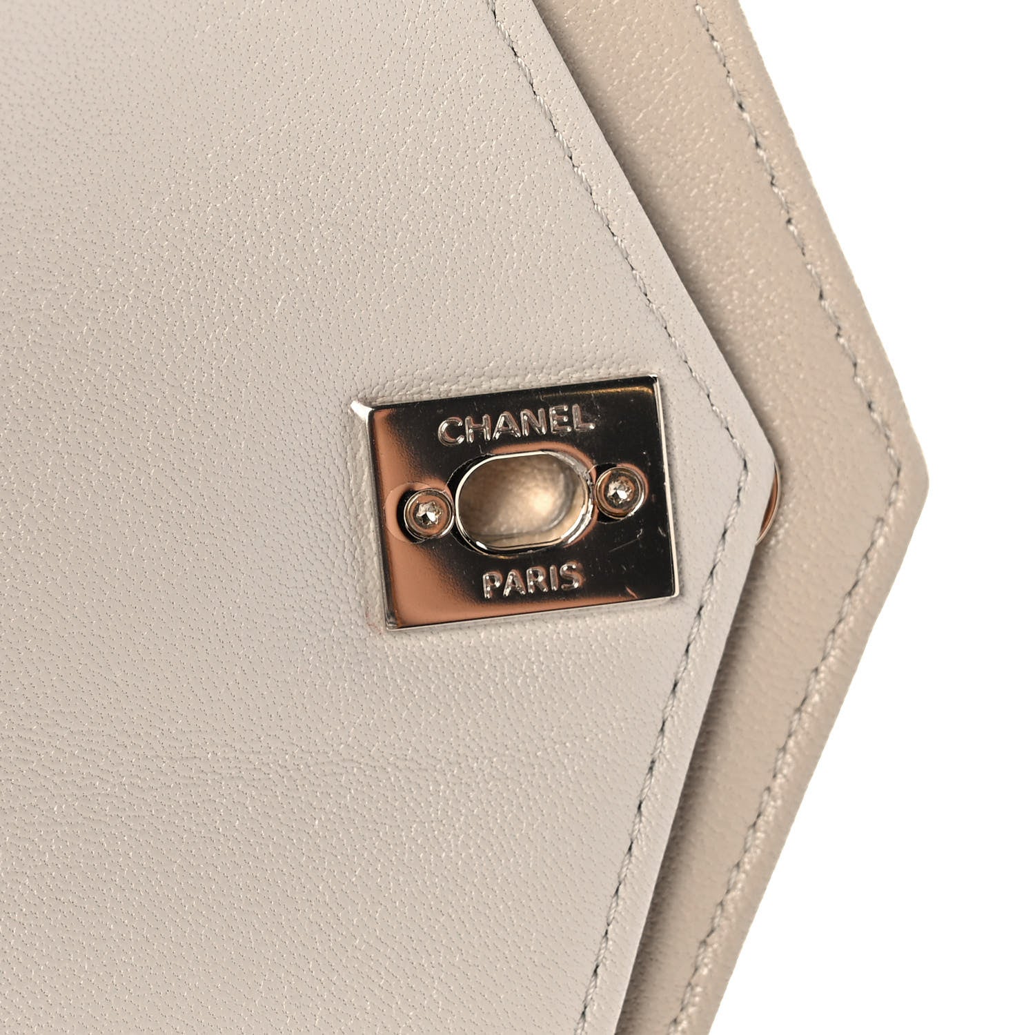 Chanel Sheepskin Chevron Quilted Double Chevron Wristlet Clutch White 10 of 12