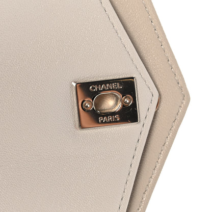 Chanel Sheepskin Chevron Quilted Double Chevron Wristlet Clutch White 10 of 12