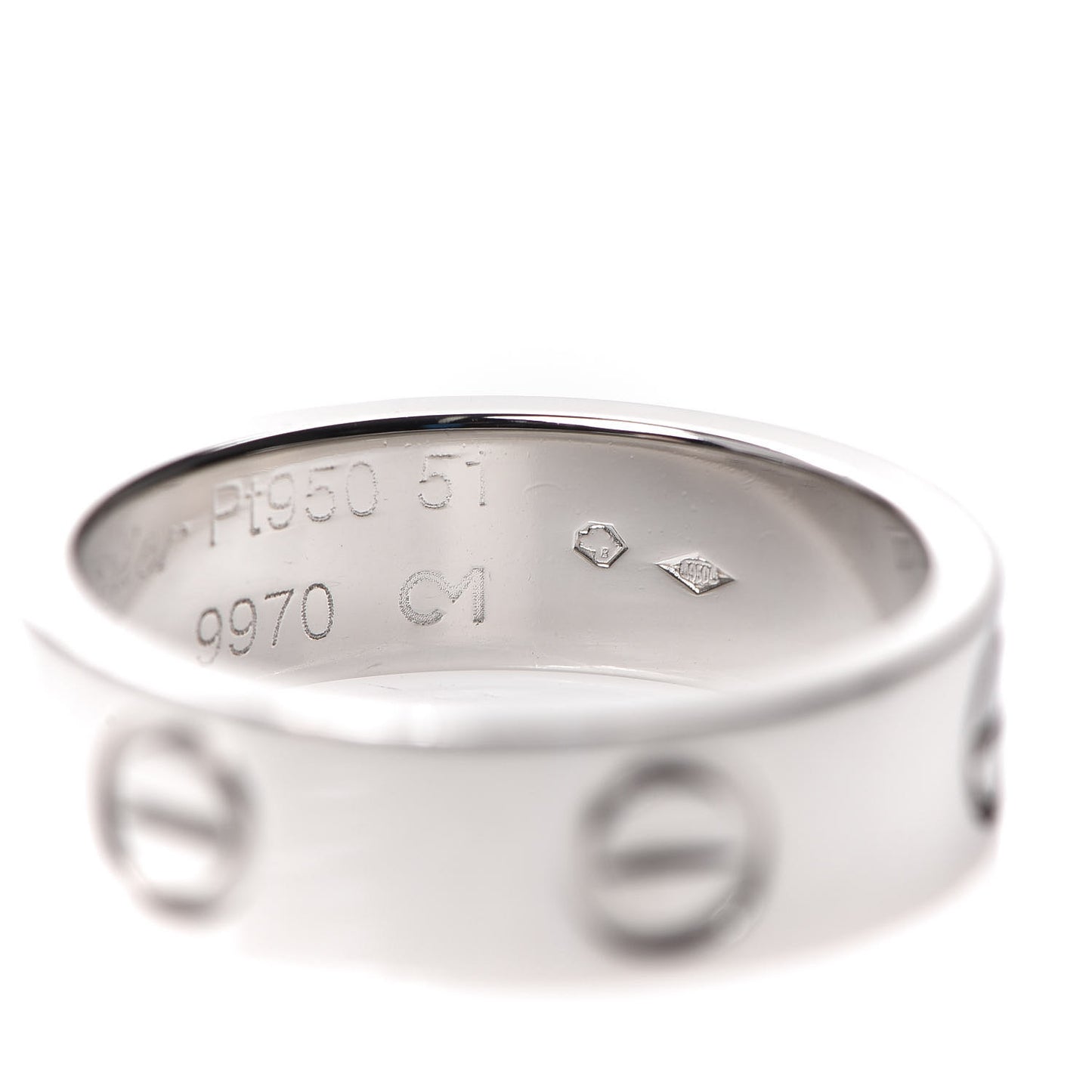 Platinum 5.5mm LOVE Ring 51 5.75