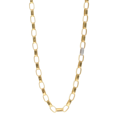 Roberto Coin 18K Yellow White Gold Diamond Link Pave Necklace 1 of 4