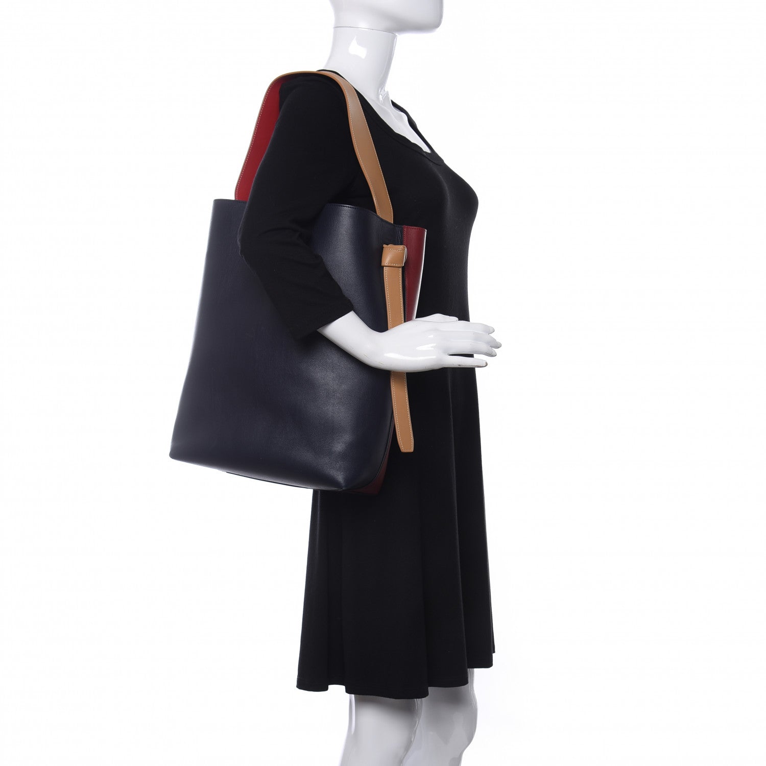 Celine Shiny Smooth Calfskin Small Twisted Cabas Dark Ruby Navy 2 of 14