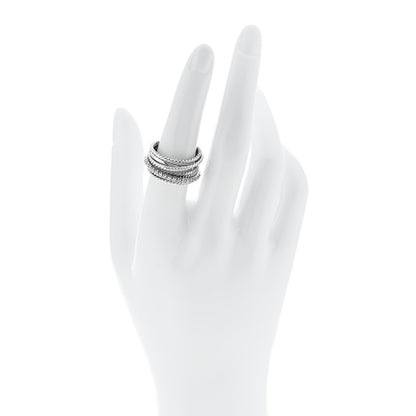 David Yurman Sterling Silver Diamond 11mm Wide Crossover Cable Ring 54 7 2 of 4