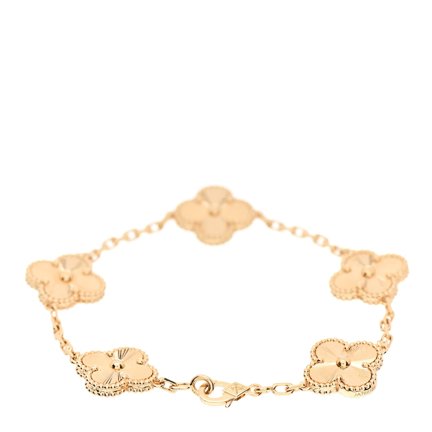 18K Yellow Gold 5 Motifs Guilloche Vintage Alhambra Bracelet