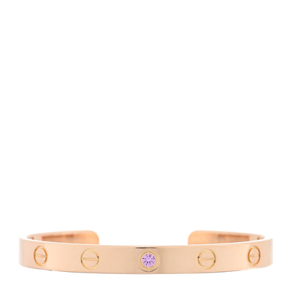 Cartier 18K Pink Gold Pink Sapphire LOVE Cuff Bracelet 16 1 of 3