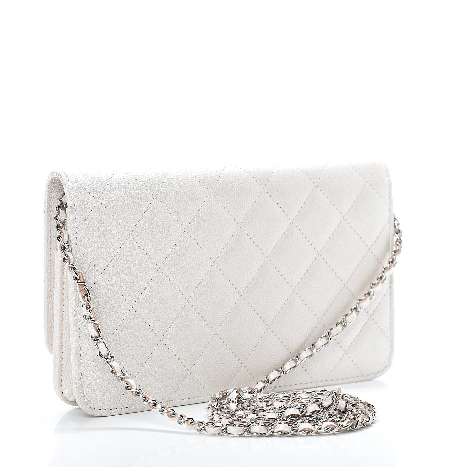 Chanel Caviar Quilted Golden Class Wallet On Chain WOC White 2 of 11