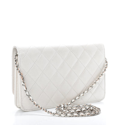 Chanel Caviar Quilted Golden Class Wallet On Chain WOC White 2 of 11