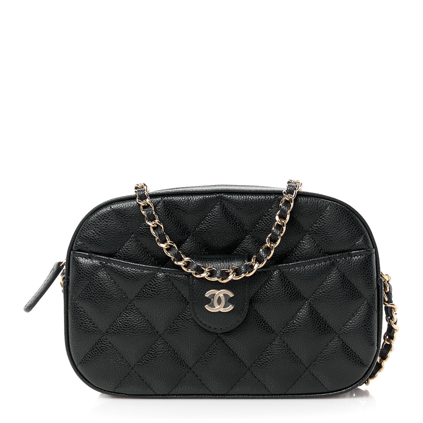 Caviar Quilted Chain Camera Bag Black