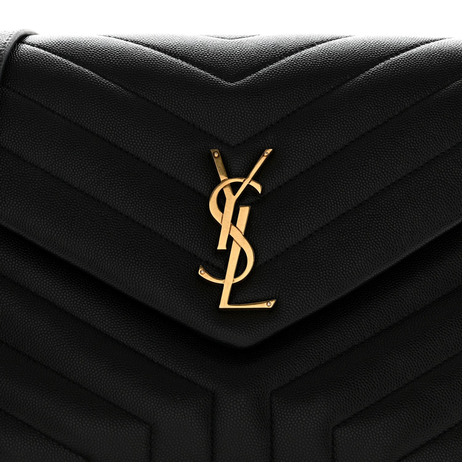 Saint Laurent Grain de Poudre Calfskin Y Quilted Monogram Medium Loulou Chain Satchel Black 8 of 10