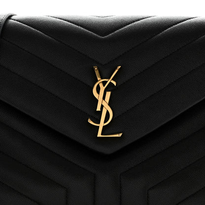 Saint Laurent Grain de Poudre Calfskin Y Quilted Monogram Medium Loulou Chain Satchel Black 8 of 10