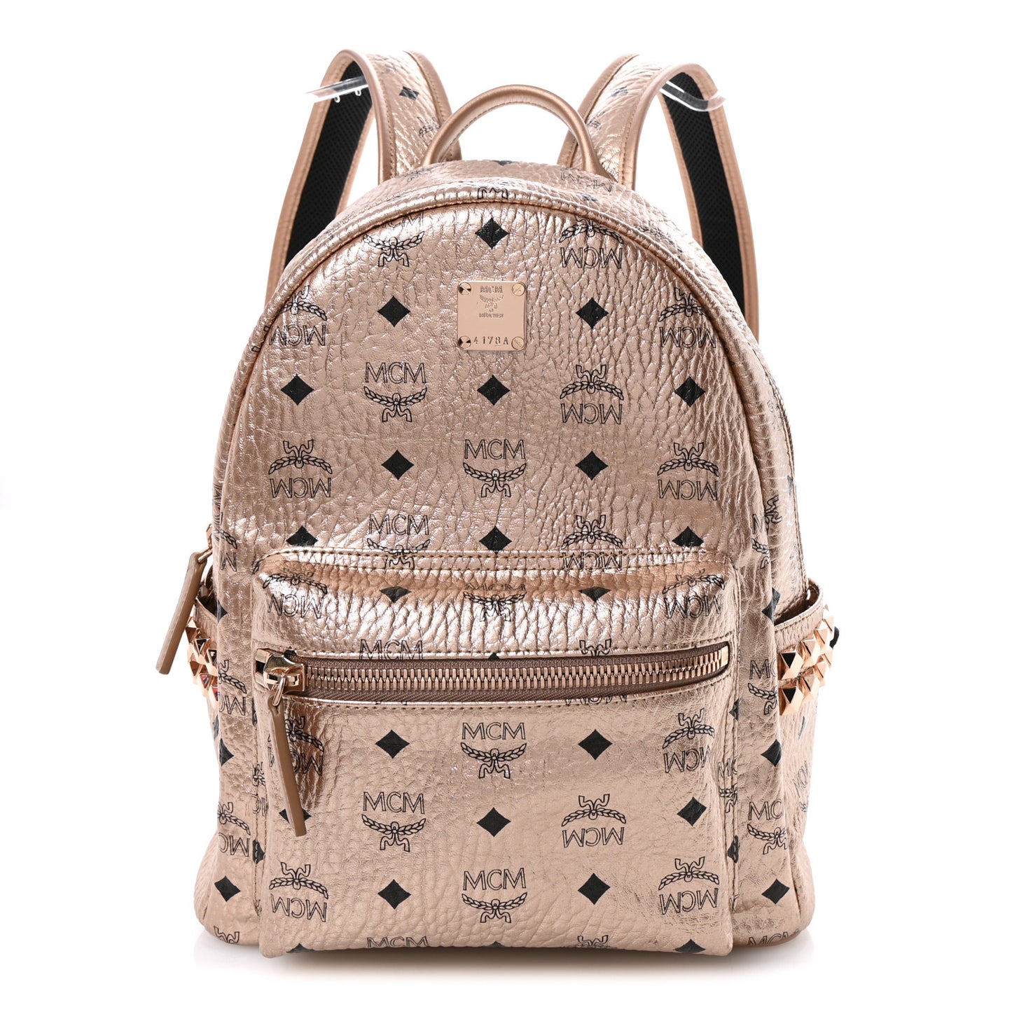 Metallic Visetos Side Stud Small Stark Backpack Champagne Gold