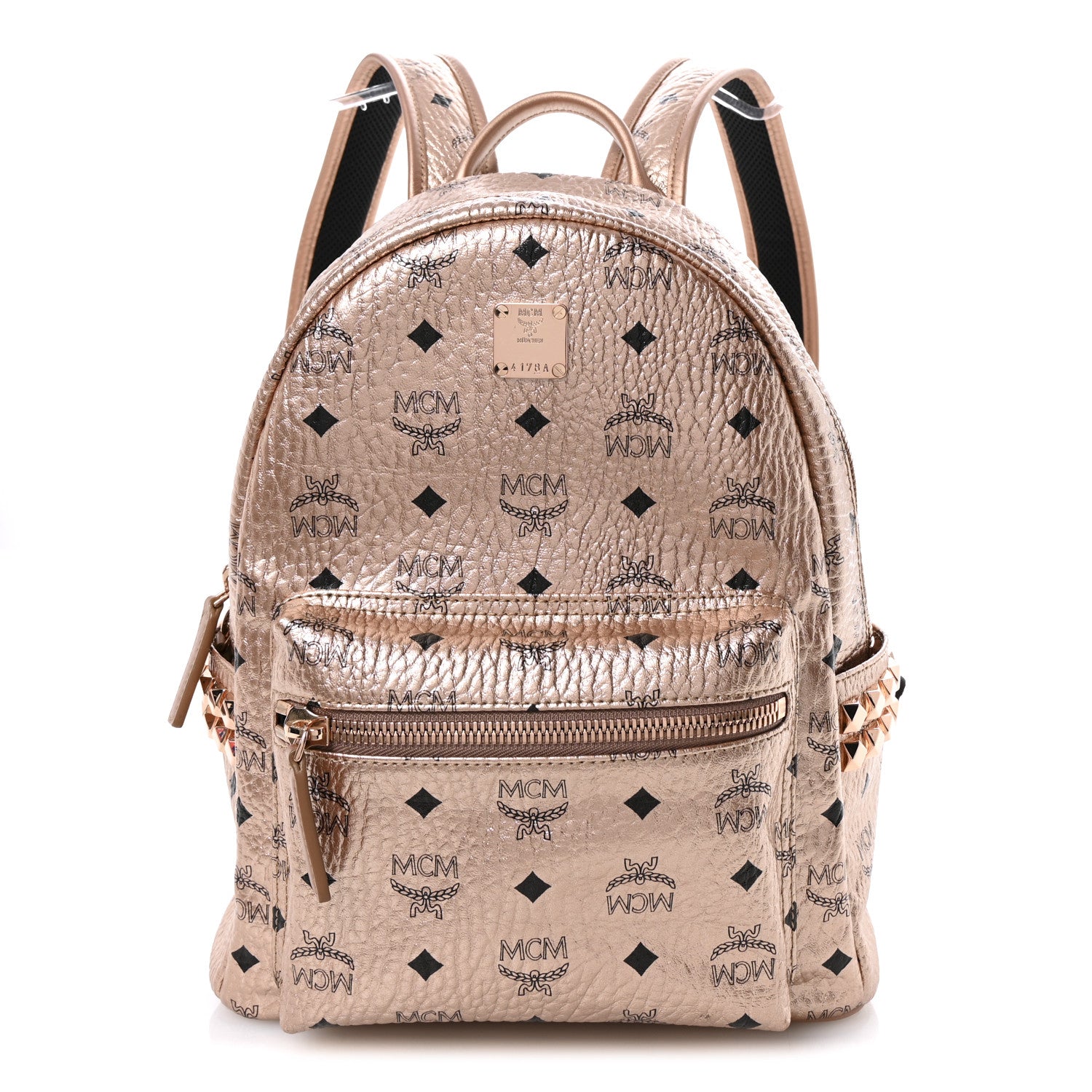 MCM Metallic Visetos Side Stud Small Stark Backpack Champagne Gold 1 of 10