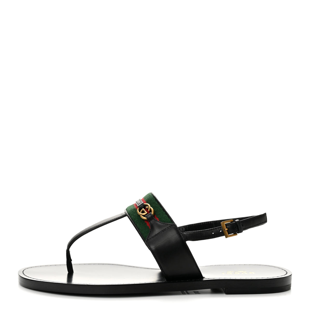 Jakarta Lifford Calfskin Web Interlocking G Thong Sandals 37.5 Black