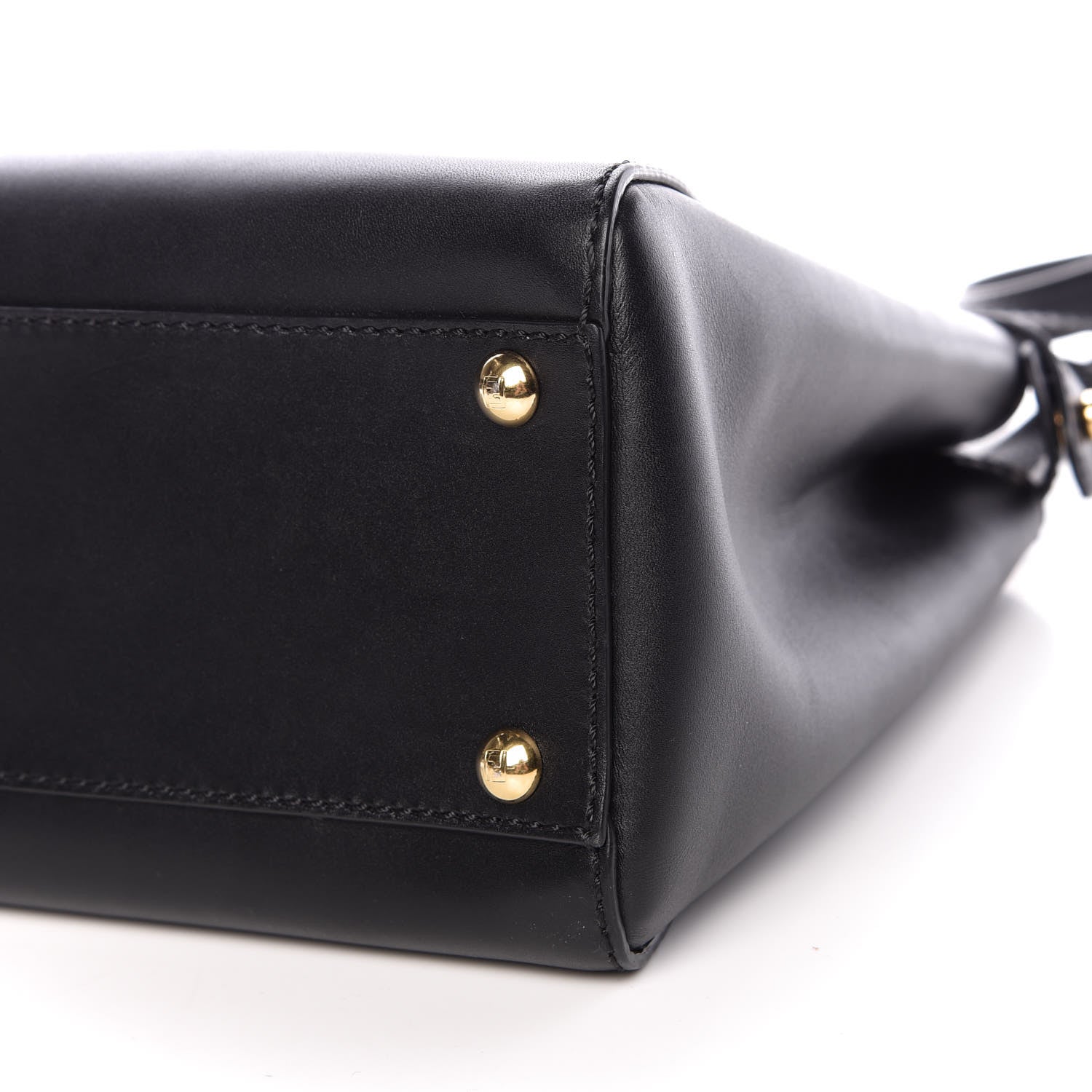 Fendi Vitello Morgan Shiny Nappa Medium Peekaboo Iconic Satchel Black Rosa Plaster 13 of 14