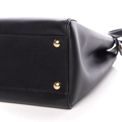 Fendi Vitello Morgan Shiny Nappa Medium Peekaboo Iconic Satchel Black Rosa Plaster 13 of 14