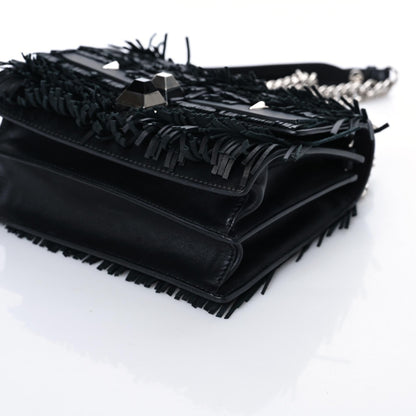 Fendi Smooth Calfskin Monster Eyes Fringe Studded Small Kan I Shoulder Bag Black 8 of 8