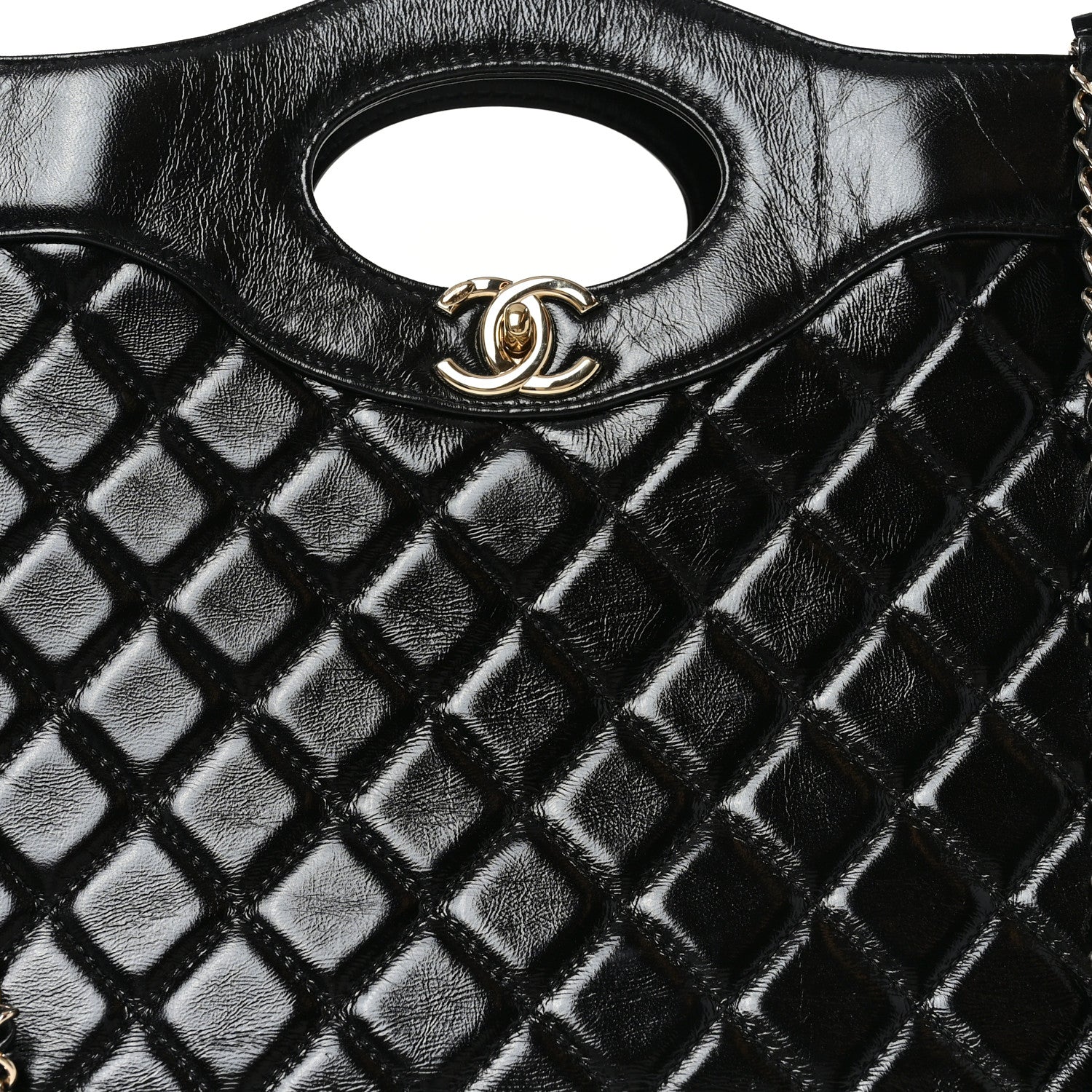 Chanel Shiny Lambskin Quilted Large 31 Shopping Bag Black 8 of 10