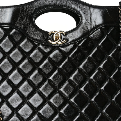 Chanel Shiny Lambskin Quilted Large 31 Shopping Bag Black 8 of 10