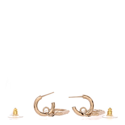 Chanel Metal Crystal Square CC Hoop Drop Earrings Gold 3 of 5