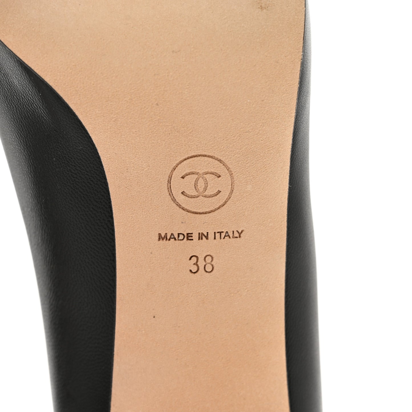 Lambskin Patent Calfskin Cap Toe CC Pumps 38 Black
