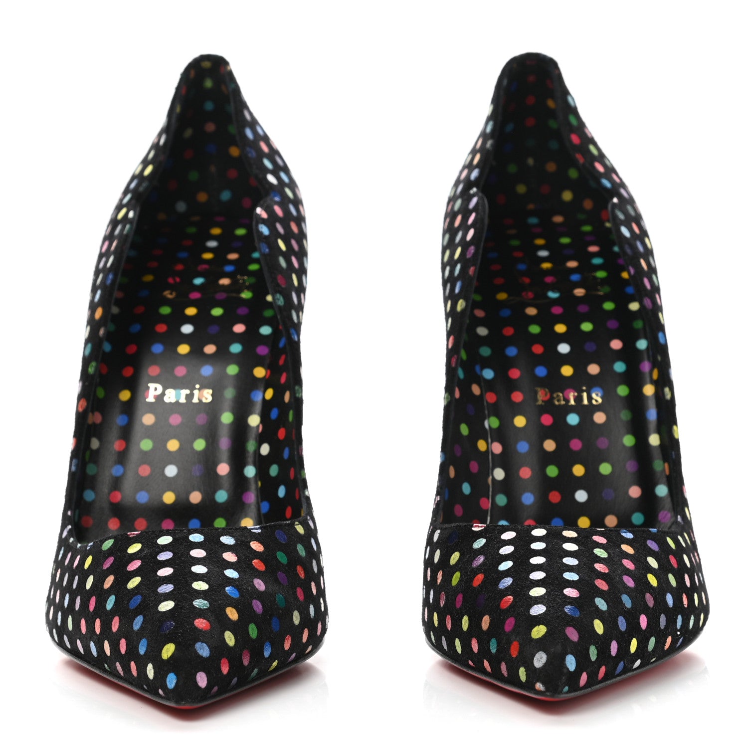 Christian Louboutin Suede Polka Dot Hot Chick 100 Pumps 40 Black Multicolor 2 of 8