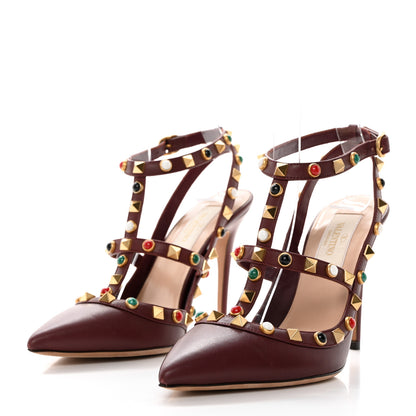 Valentino Garavani Nappa Rockstud Rolling Ankle Strap 100mm Pumps 35.5 Rubin 3 of 8
