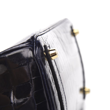 Hermes Shiny Niloticus Crocodile Birkin 25 Bleu Marine Bleu Marine 15 of 30