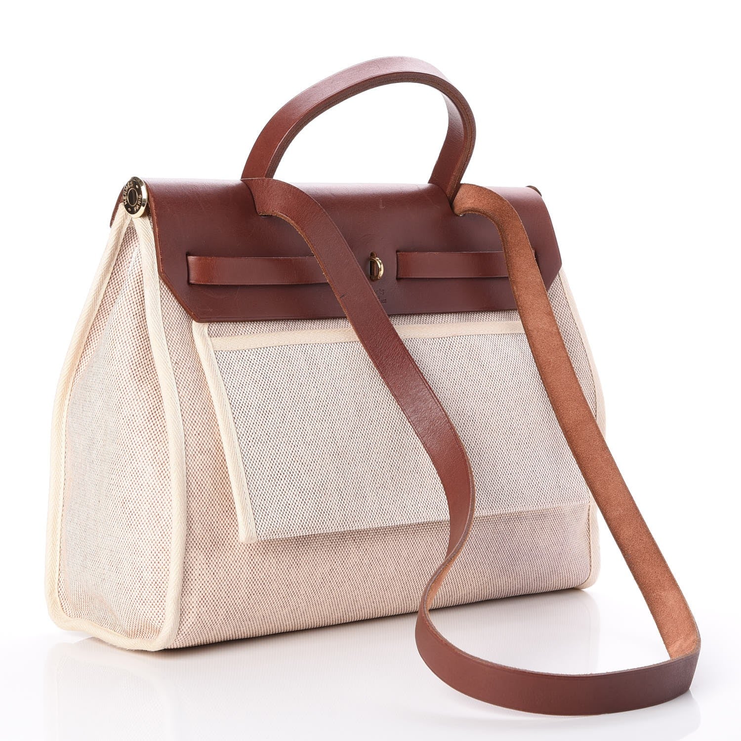 Hermes Toile Vache Calfskin Herbag 30 PM Natural 3 of 10