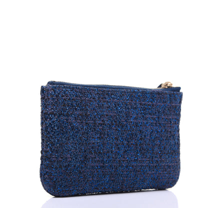 Chanel Woven Straw Raffia Deauville Cosmetic Pouch Blue 3 of 11
