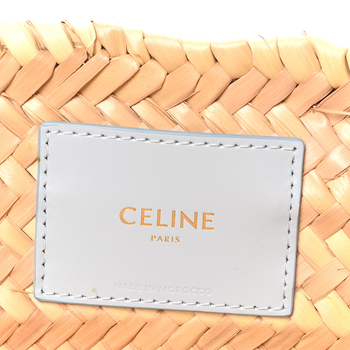 Celine Raffia Calfskin Triomphe Medium Panier Soft Blue 6 of 9