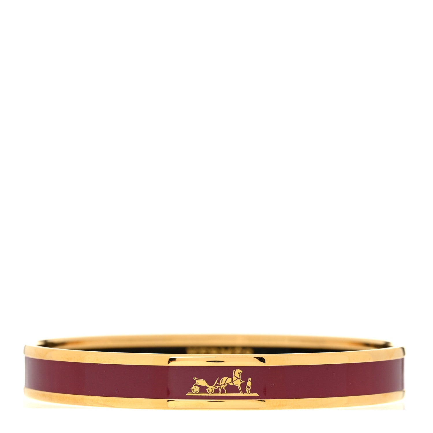 Hermes Enamel Printed Narrow Caleche Bracelet 65 Rouge De Chine 1 of 5