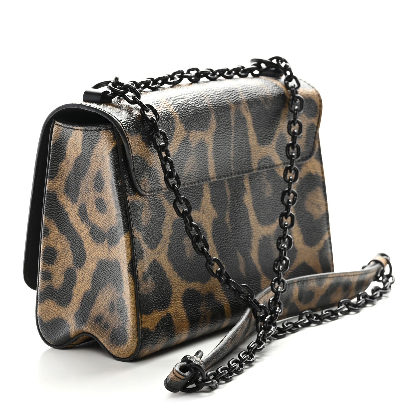 Calfskin Wild Animal Print Twist Shoulder Bag MM Marron