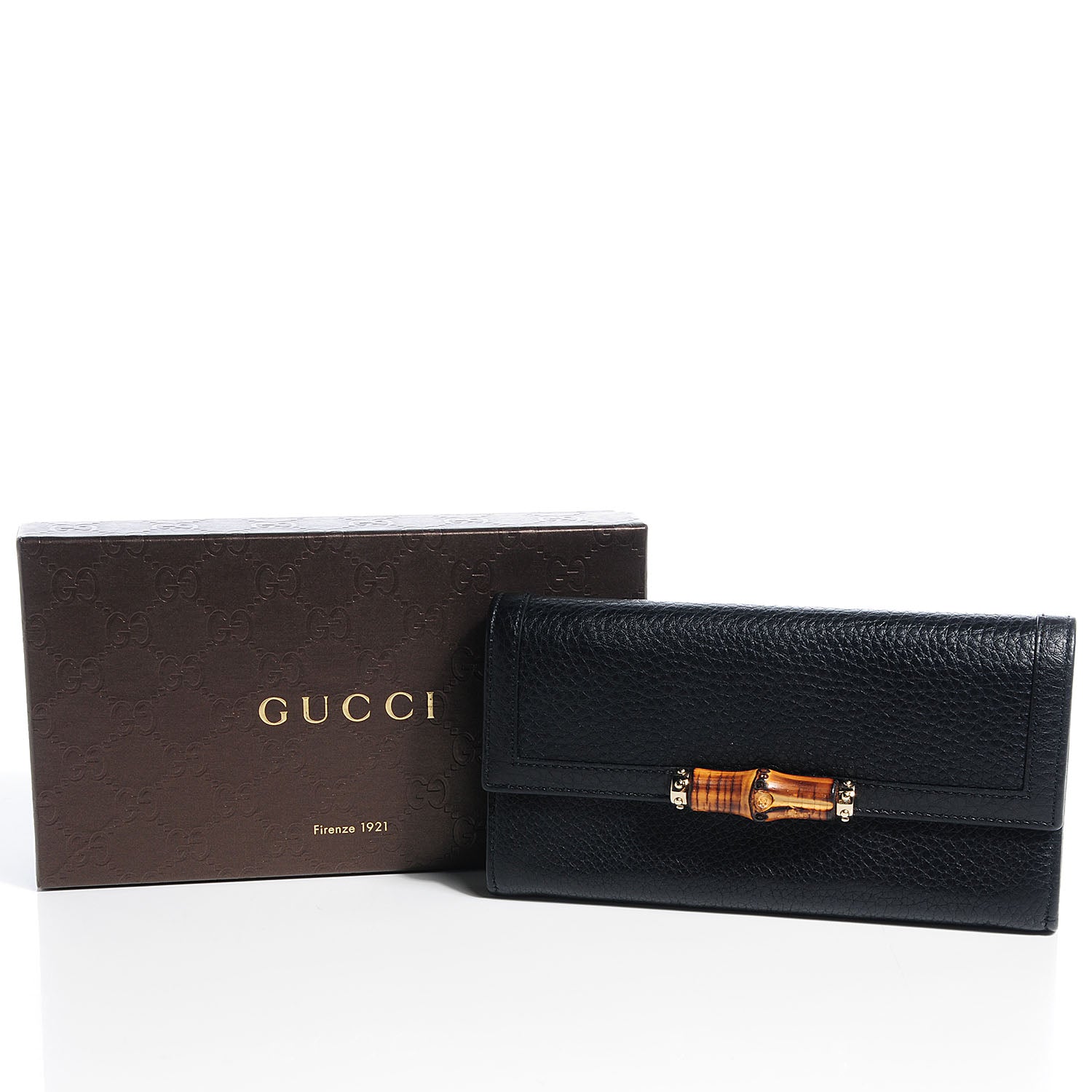 Gucci Leather Bamboo Continental Wallet Black 5 of 8