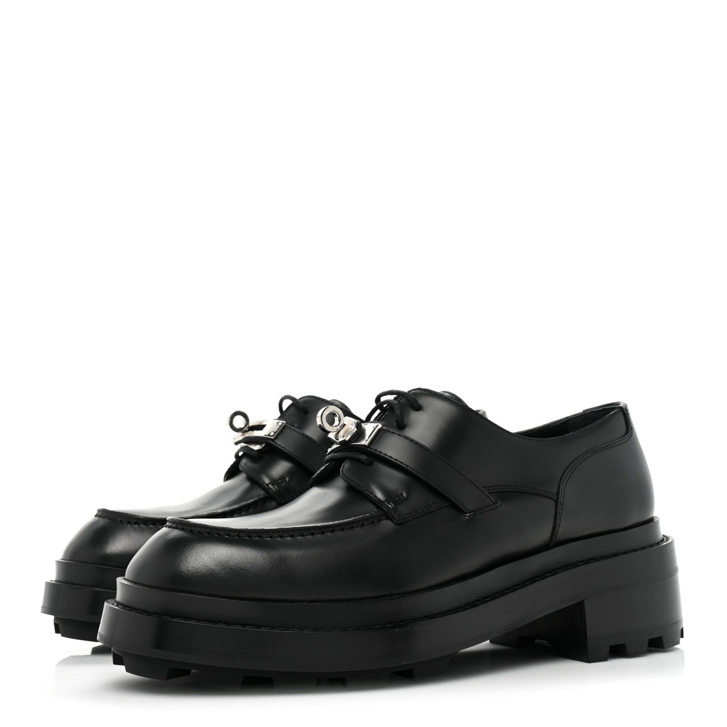 Hermes Glossed Calfskin First Oxford 37.5 Black 3 of 9