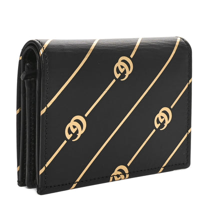 Gucci Calfskin Diagonal GG Card Case Black Gold 3 of 9