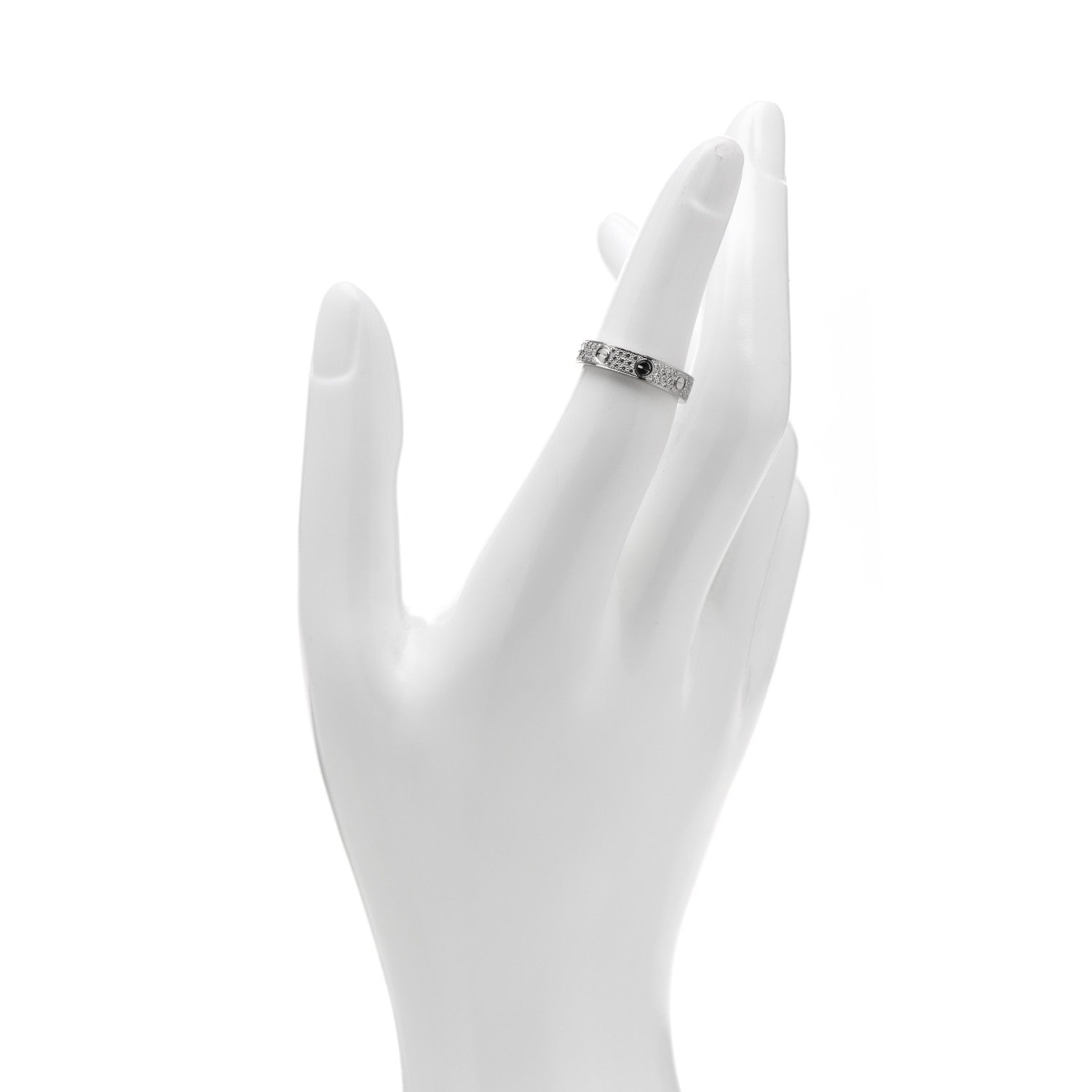 Cartier 18K White Gold Diamond 4mm LOVE Wedding Paved Band Ring 50 5.25 2 of 5