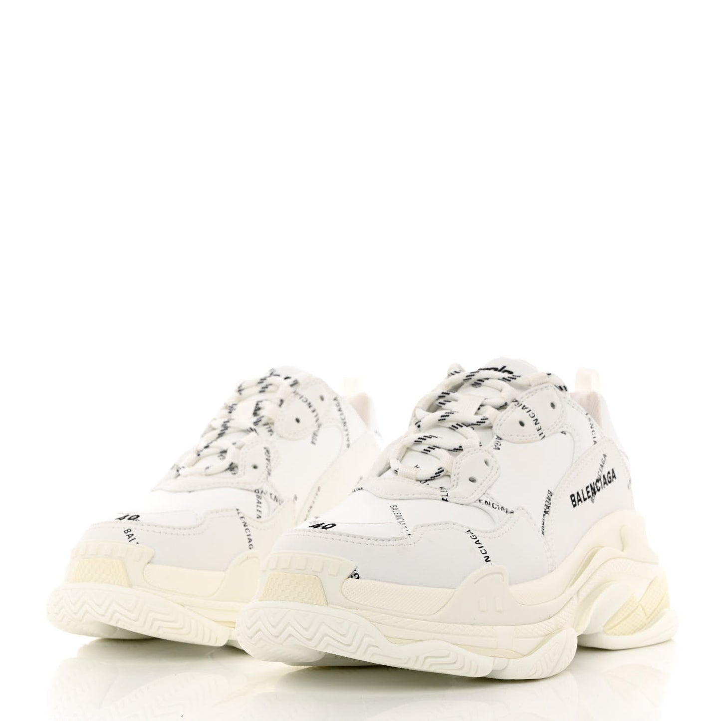 Technical Fabric Allover Logo Womens Triple S Sneakers 40 White Black