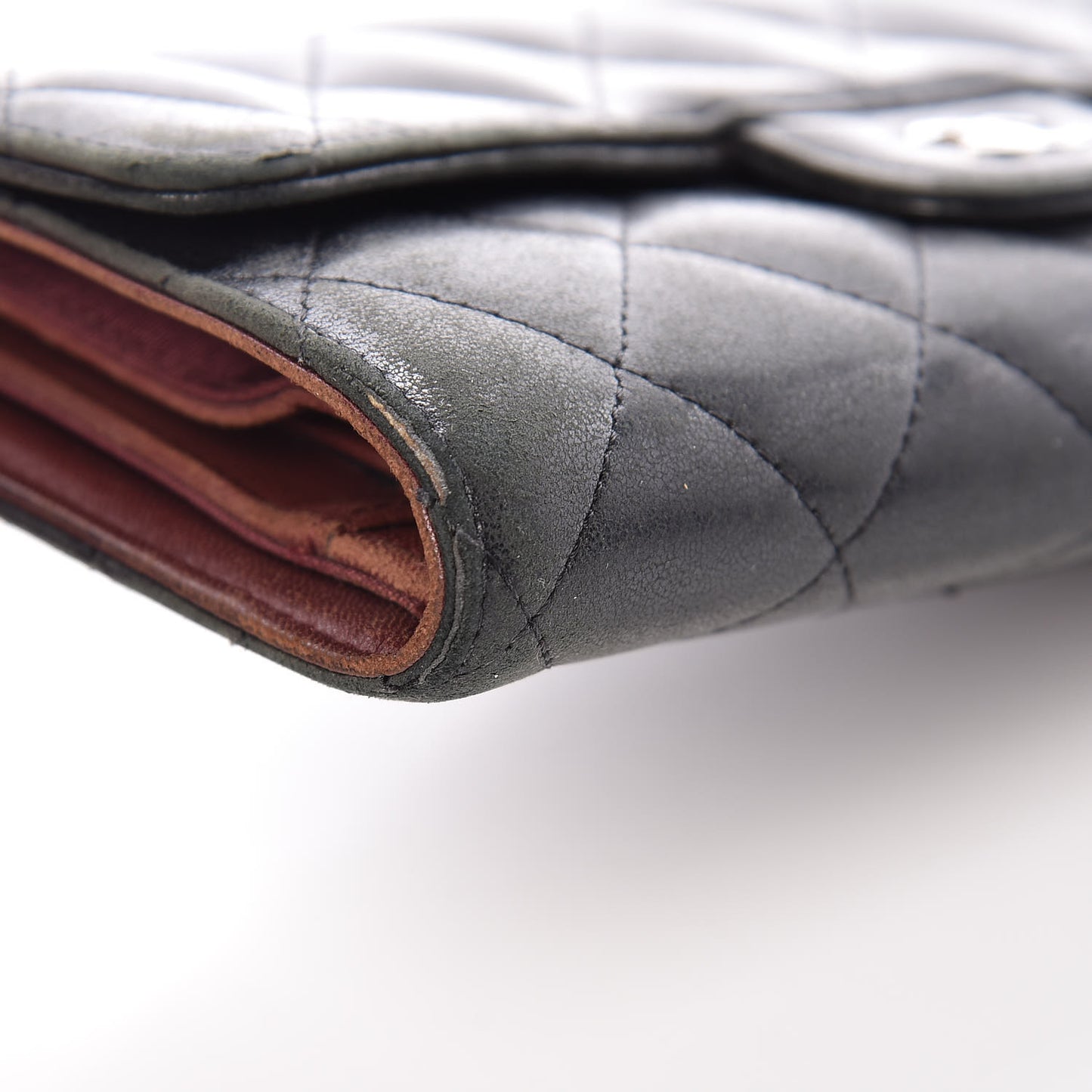 Lambskin Quilted Large Flap Wallet Black