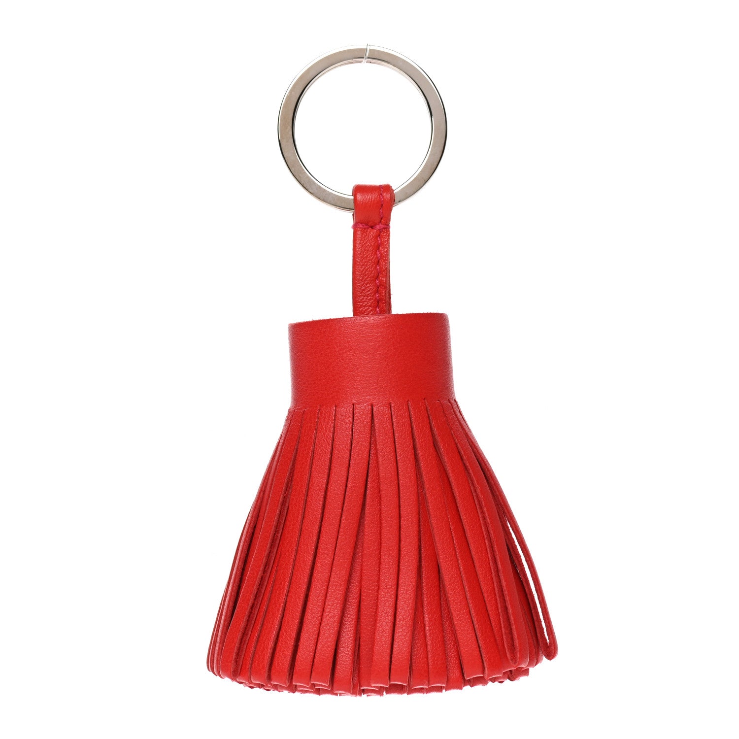 Hermes Lambskin Carmen Tassel Key Holder Rouge Indienne 1 of 3