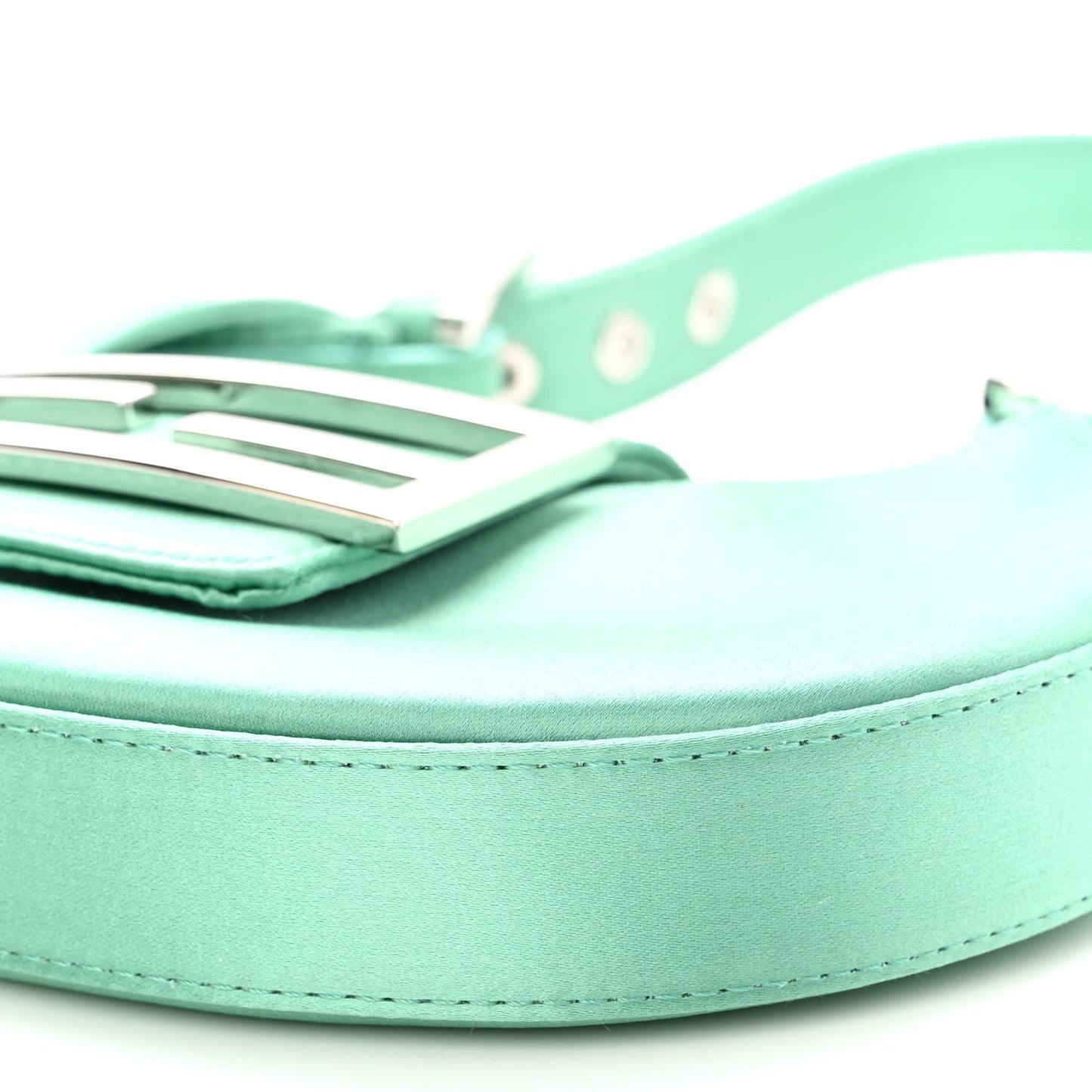 Silk Satin Mini Cookie Hobo Bag Spring Turquoise