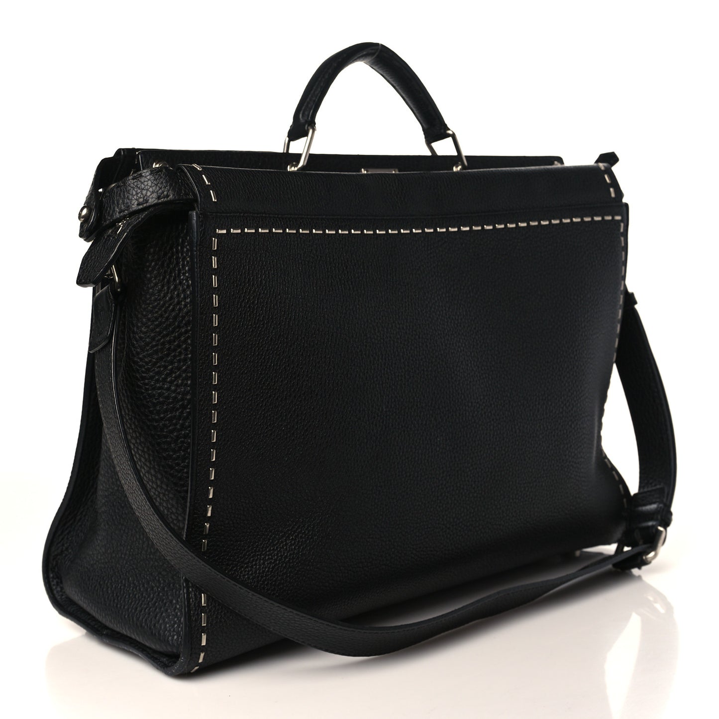 Cuoio Romano Selleria Metal Stitch Large Mens Peekaboo Iconic Essential Satchel Black