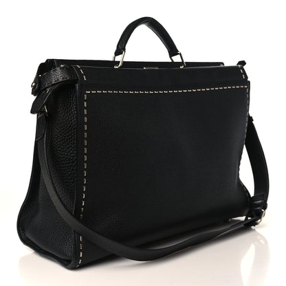 Fendi Cuoio Romano Selleria Metal Stitch Large Mens Peekaboo Iconic Essential Satchel Black 3 of 11