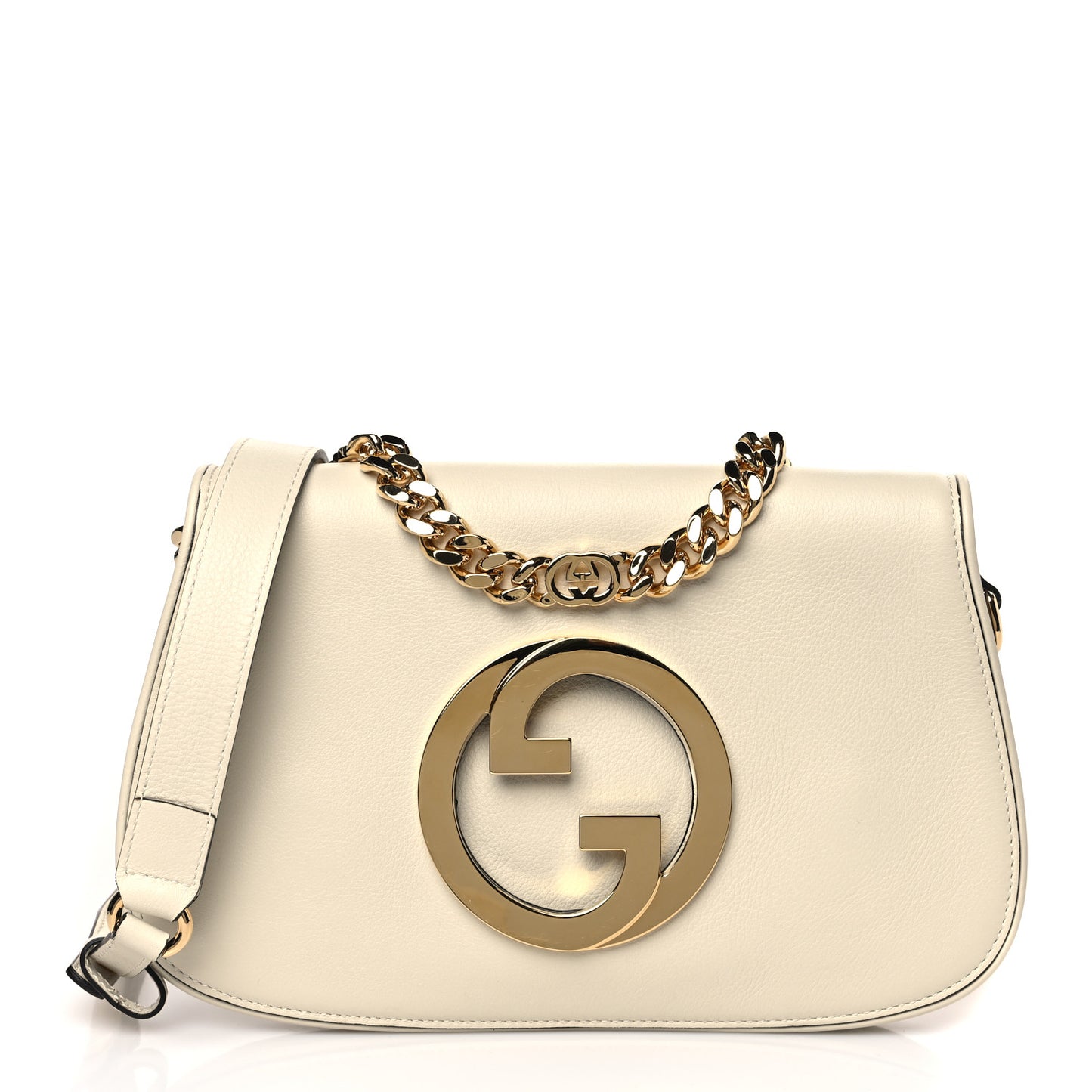 Roxy Calfskin Blondie Chain Shoulder Flap Bag Mystic White