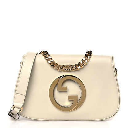 Gucci Roxy Calfskin Blondie Chain Shoulder Flap Bag Mystic White 1 of 8