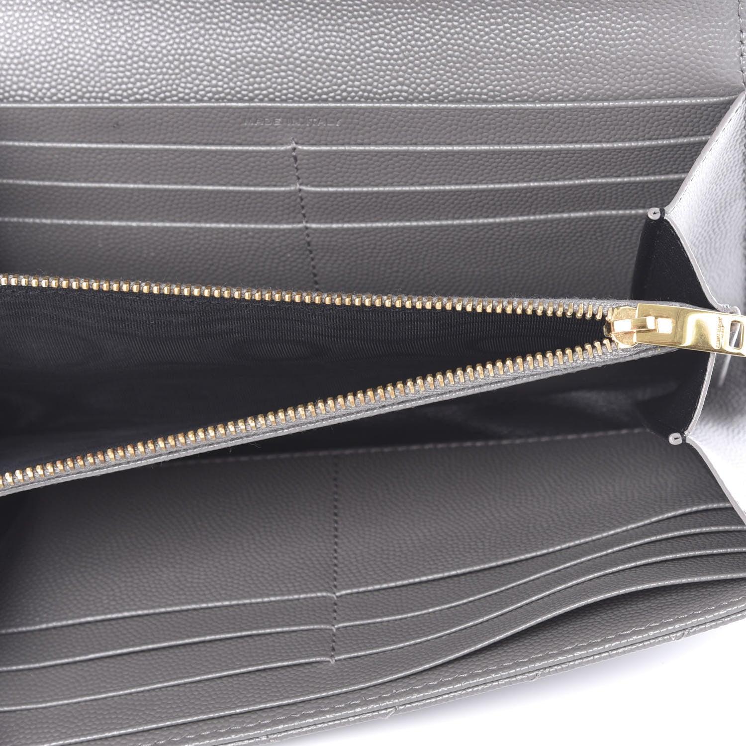 Saint Laurent Grain De Poudre Matelasse Chevron Monogram Flap Wallet Fog 5 of 9