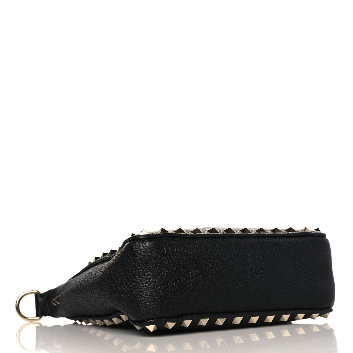 Pebbled Calfskin Mini Rockstud Flip-Lock Messenger Bag Black
