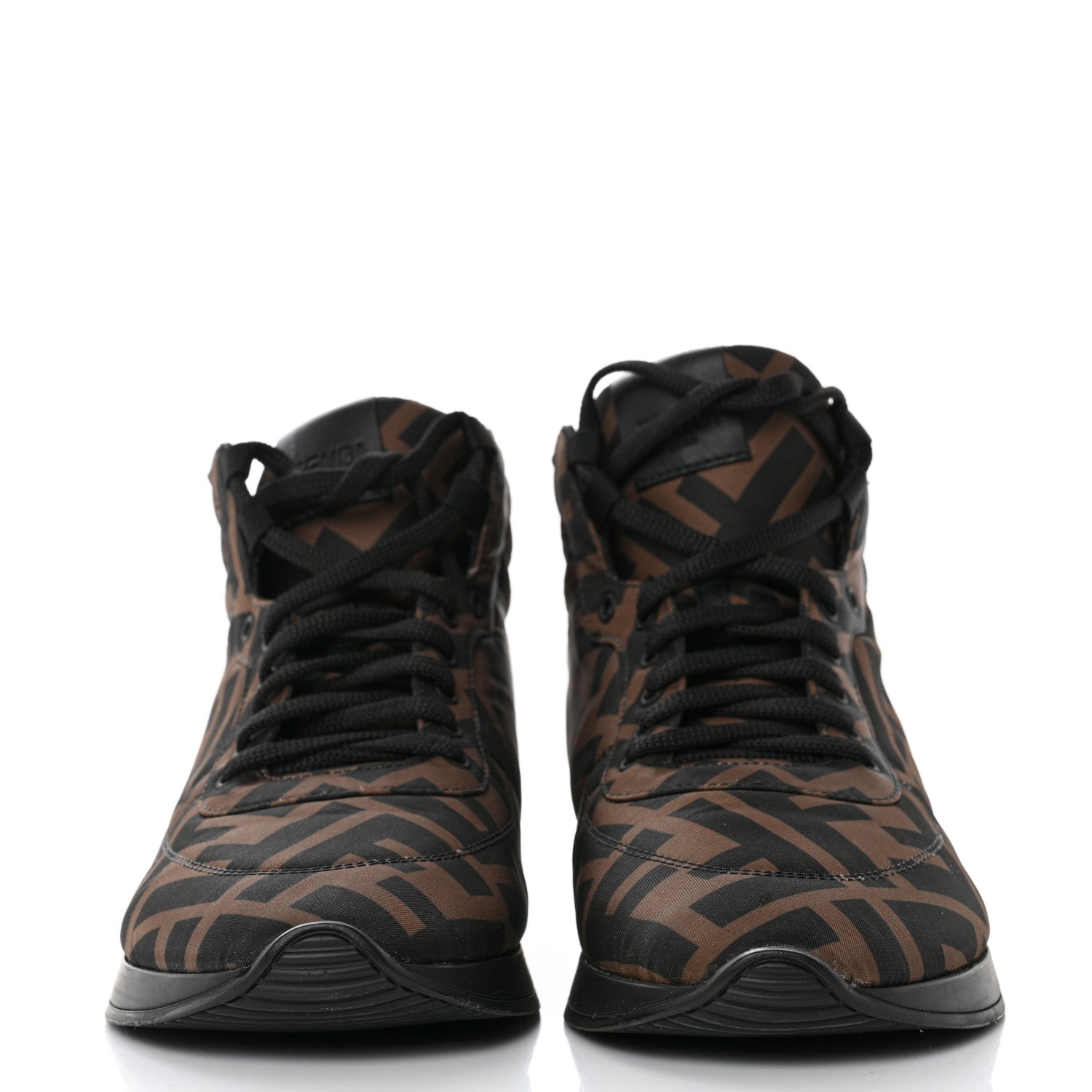 Fendi Nylon FF Reloaded High Top Sneakers 38.5 Tobacco Black 2 of 8