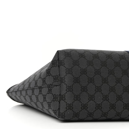 Gucci X BALENCIAGA BB Monogram Web Medium Ophidia Shopping Tote Black 9 of 10