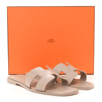 Hermes Box Calfskin Oran Sandals 37 Bois De Santal 9 of 9